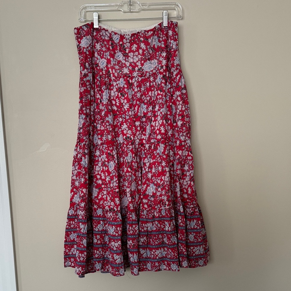 Chaps l Floral Red Skirt